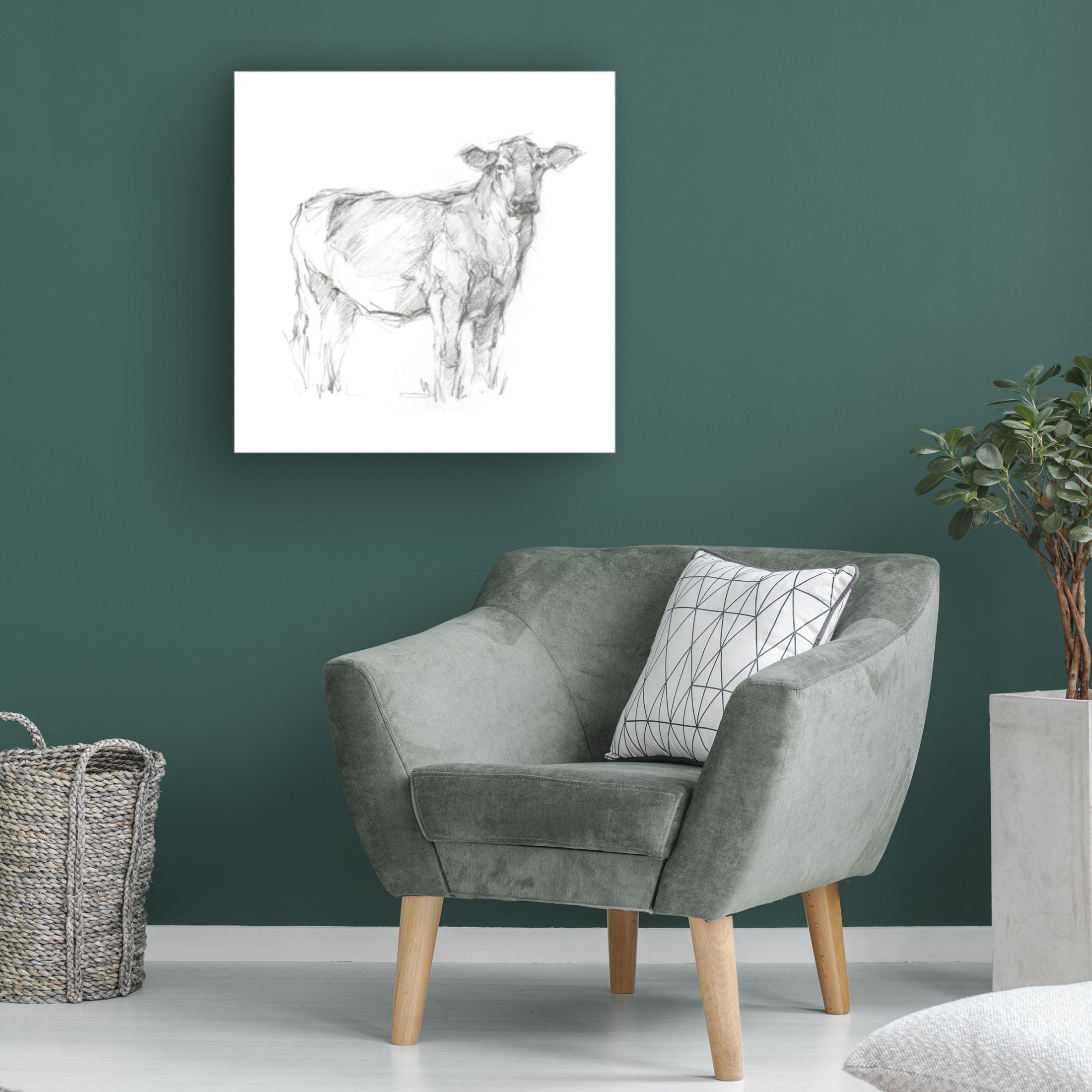 Canvas Wall Art - Ethan Harper 'Bovine Study I' Wall Art for Living Room, Bedroom, or Office Décor by Trademark Fine Art - 35 x 35 Inches