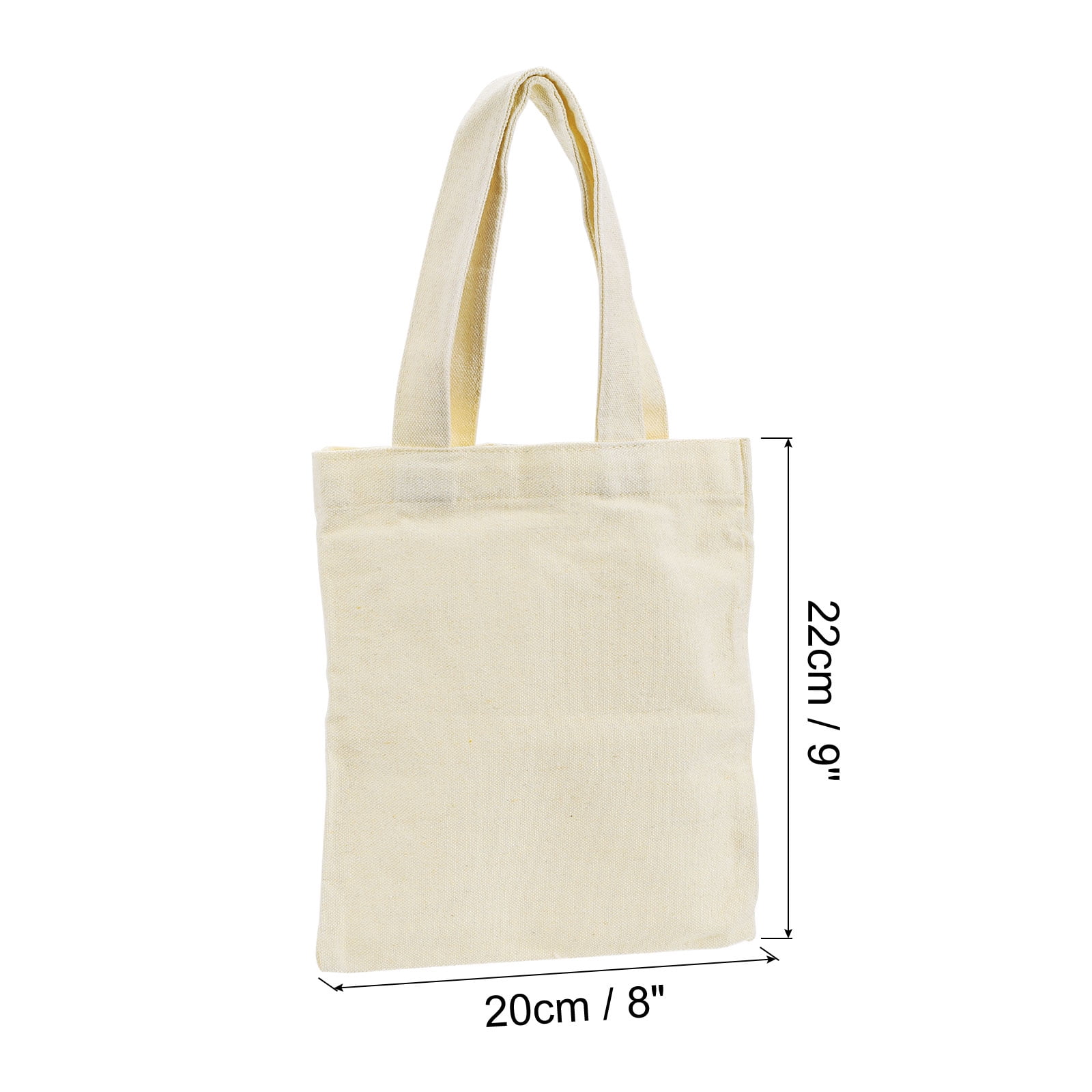 Uxcell 9'' Blank DIY Art Craft Activity Shopping Canvas Tote Bags, Beige