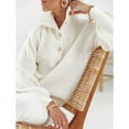 thumbnail image 4 of Women Retro Button Patchwork Pullover Top Casual Long Sleeve Solid Knitted Sweaters Autumn Winter Warm Turtleneck Sweater Jumper, 4 of 5