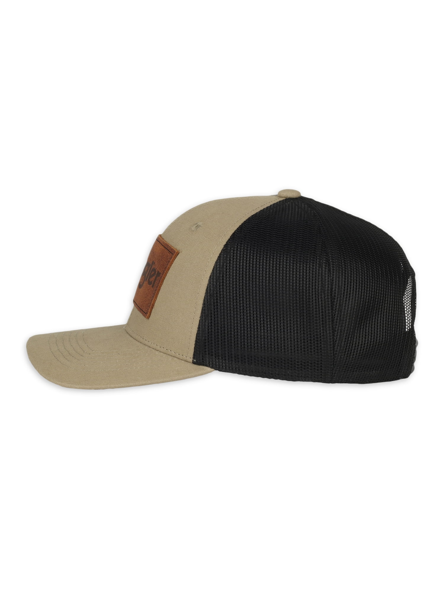 Wrangler Licensed Hat - Adult Men's Structured Meshback Debossed Leather Patch Modern Trucker Cap
