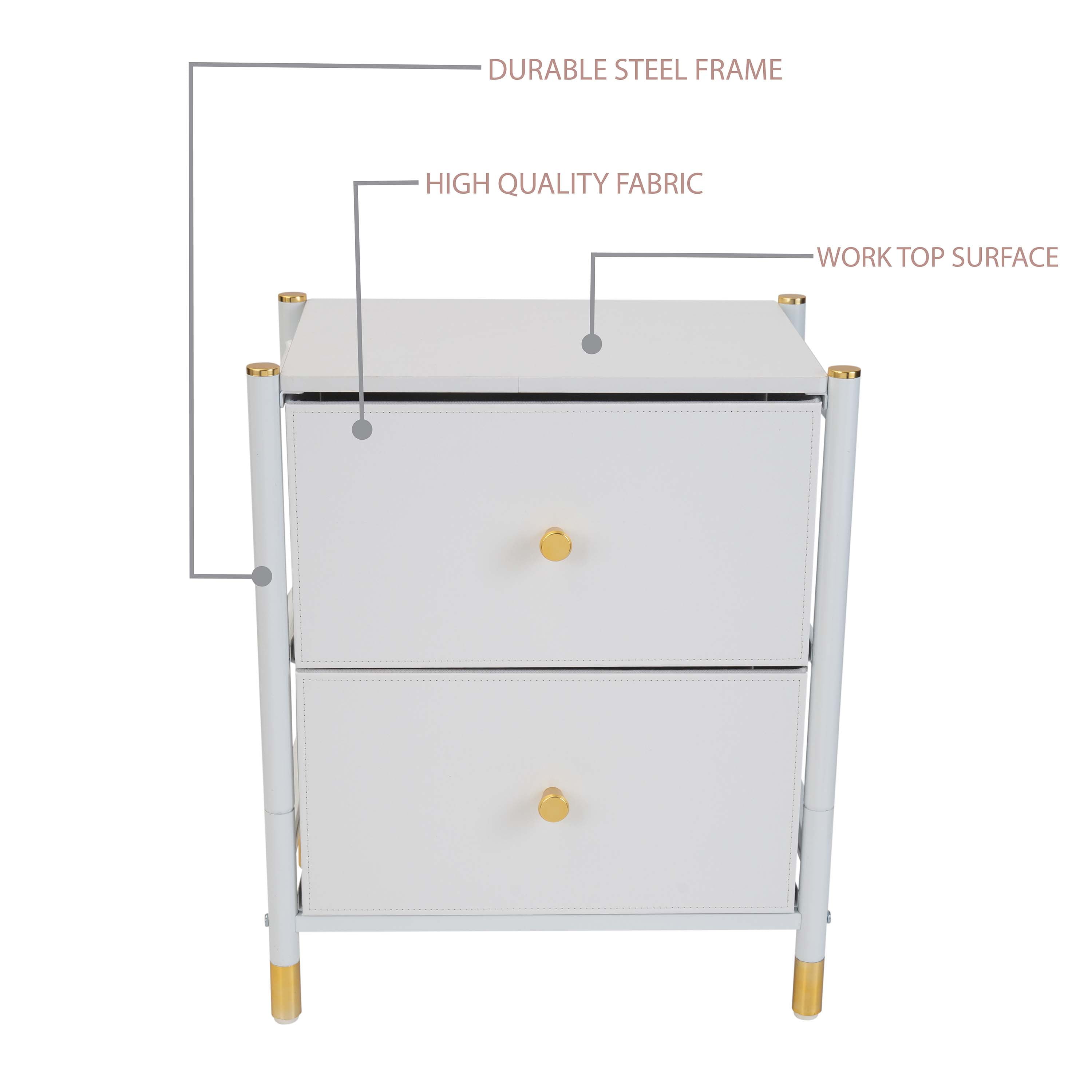 Simplify 2 Drawer Luxury Nightstand in White