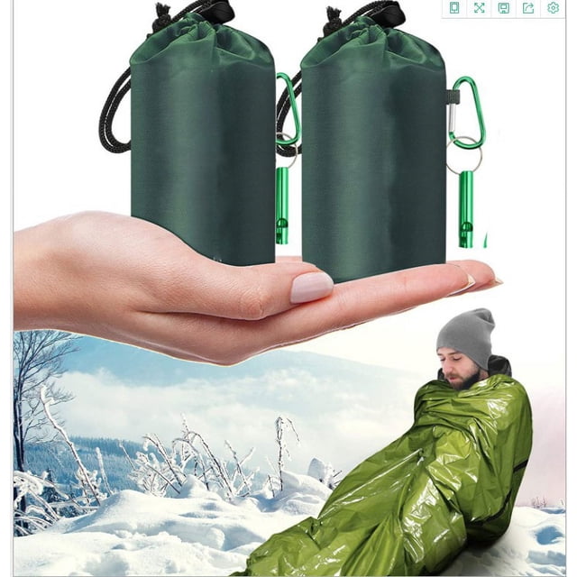 Saco de dormir de supervivencia, 2 unidades, saco de dormir de emergencia verde, ligero, para acampar al aire libre y senderismo.