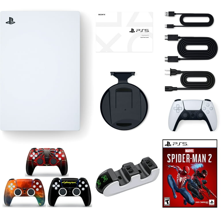 PlayStation 5 New 825GB SSD Console Disc Drive Version with Wireless  Controller and Mytrix Black Full Body Skins for PS5 Disc Edition Console  and Two