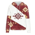 thumbnail image 4 of Western Aztec Casual Hoodies for Women Geometric Print Pullover Vintage Ethnic Long Sleeve Loose Hooded Sweatshirt Tops, 4 of 5