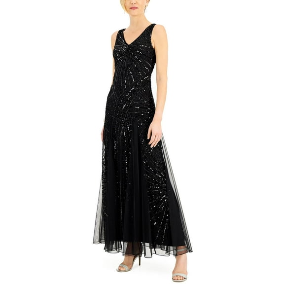 JKara Womens Beaded Long Evening Dress