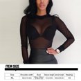 thumbnail image 3 of Qarigey Camiseta básica Sexy de manga larga elástica para mujer, camiseta informal transparente transparente para mujer, Tops de fiesta con cuello Prendas para la parte del cuerpo Negro SG, 3 of 6