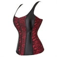 thumbnail image 2 of Womens Lace Up Corset Tops Overbust Corset Zipper bustier Corset Renaissance Corsets Red 5XL, 2 of 5