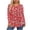 03-Red, variant on Women's Casual Loose-Fit Long-Sleeve Plus-Size Top – Scoop Neck​ with Elastic Shirring​ & All-Over Print Blouse