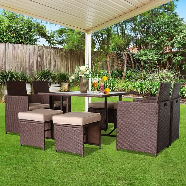 Patio Dining Sets Clearance, 9 Piece Patio Furniture Sets with 4 PE
