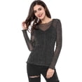 thumbnail image 3 of INSPIRE CHIC Women's Long Sleeve Mesh with Spaghetti Strap Camisole Tops, 3 of 6