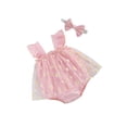 thumbnail image 2 of Spring hue Newborn Baby Girls Mesh Romper Suspender Skirt Princess Dress + Headband Set, 2 of 6