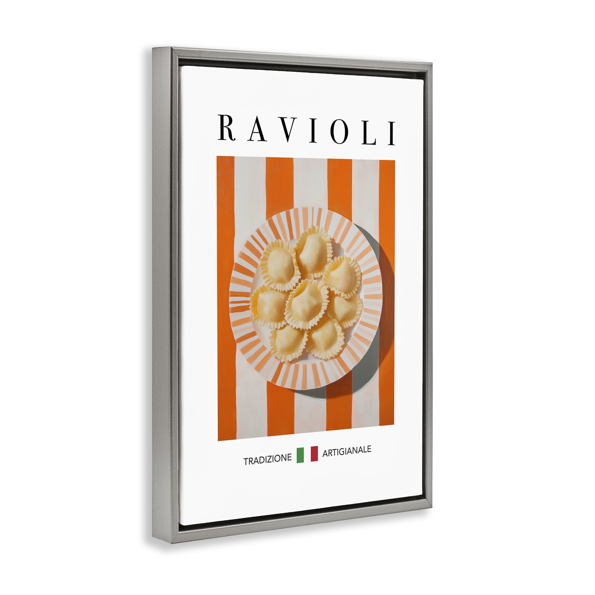 Stupell Industries Traditional Ravioli Pasta Food & Beverage Painting Gray Floater Framed Canvas Art Print Wall Art, 21 x 31