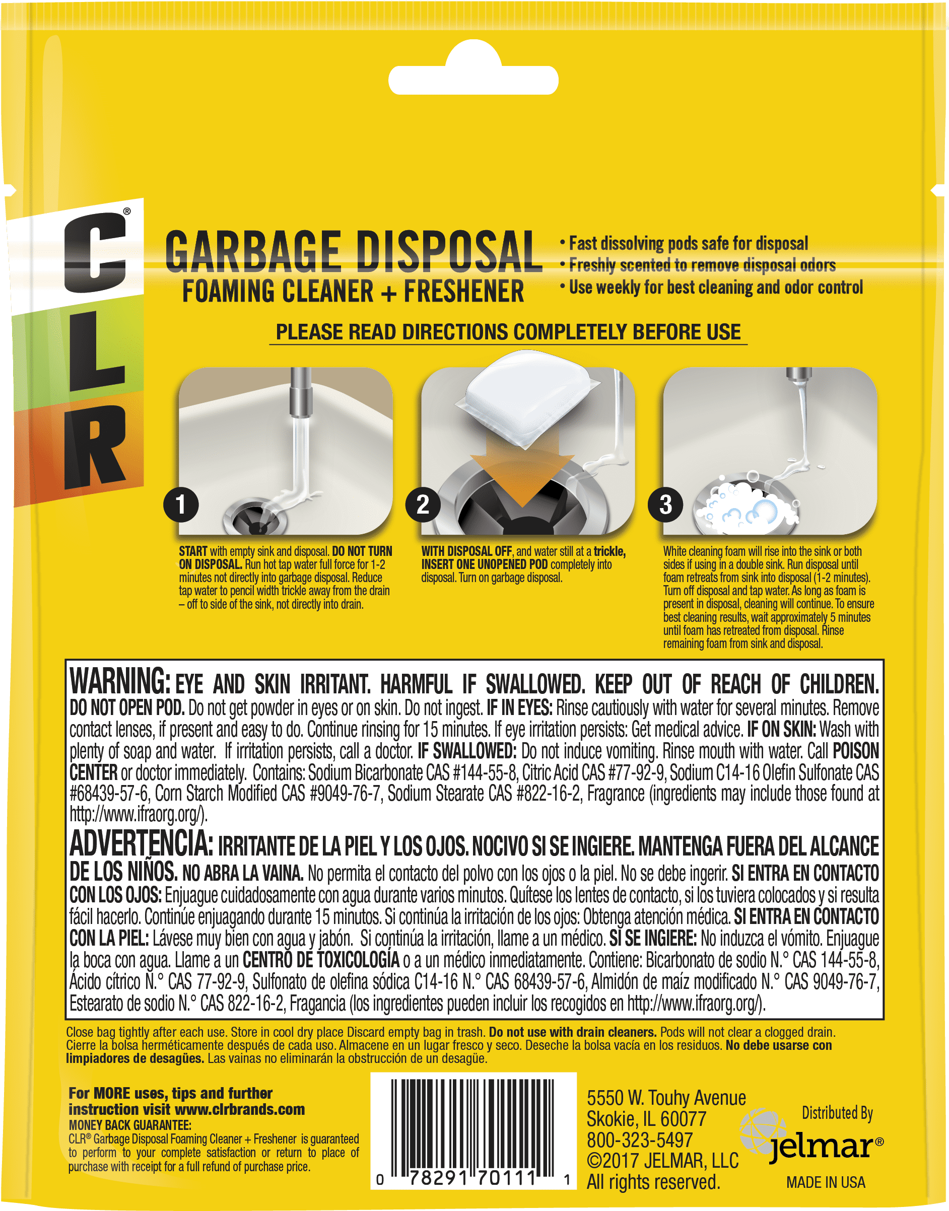 Clr Garbage Disposal Cleaner Pods Clean Scent 5 Count Pouch