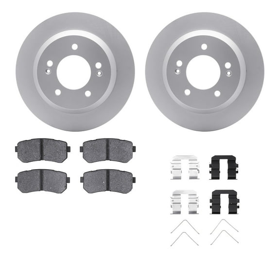 Dynamic Friction Company Rear Geospec Brake Rotors with 5000 Advanced Brake Pads includes Hardware 4512-03192