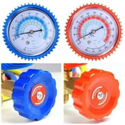 R410A R22 R404A AC Brass Manifold Gauge Tool Set Deluxe Dual Brass A/C Manifold Gauge Set with 3 Color-coded 5FT Hoses in Red Blue Yellow