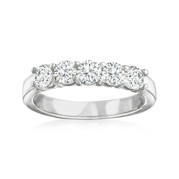 Ross-Simons 1.00 ct. t.w. Diamond 5-Stone Ring in 14kt White Gold, Women's, Adult