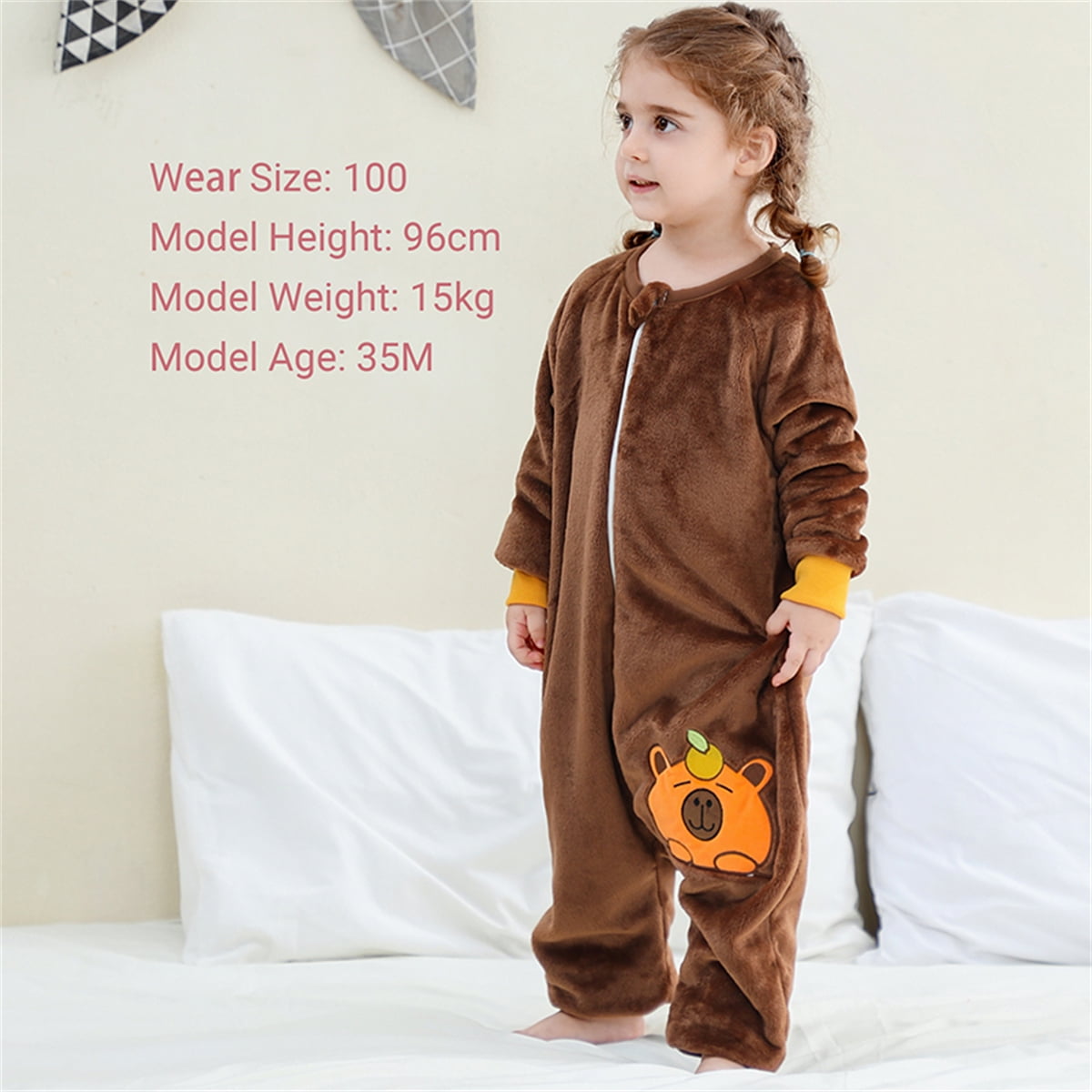 WIBACKER 6M-6Y Baby Warm Flannel Sleeping Bag, Infant Sleepsuit, Kids Toddler Boys Girls Long Sleeve Double Zipper Wearable Sleep Sack - Bear