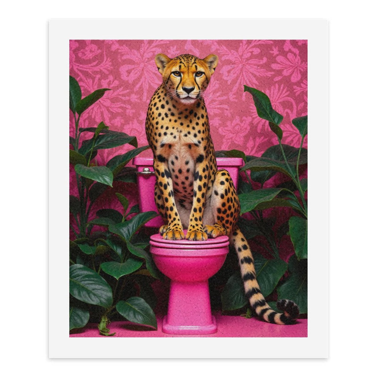 Paint By Numbers Kit for Adults Beginner - DIY Pink Jungle Bathroom Majesty Canvas Painting Kits for Adults, Frameless Paint By Number for Adults for Home Wall Decor 16x20 Inch