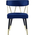 thumbnail image 2 of Meridian Furniture Chaise de Salle à Manger en Velours Rheingold, Bleu Marine (Ensemble de 2), 2 of 7