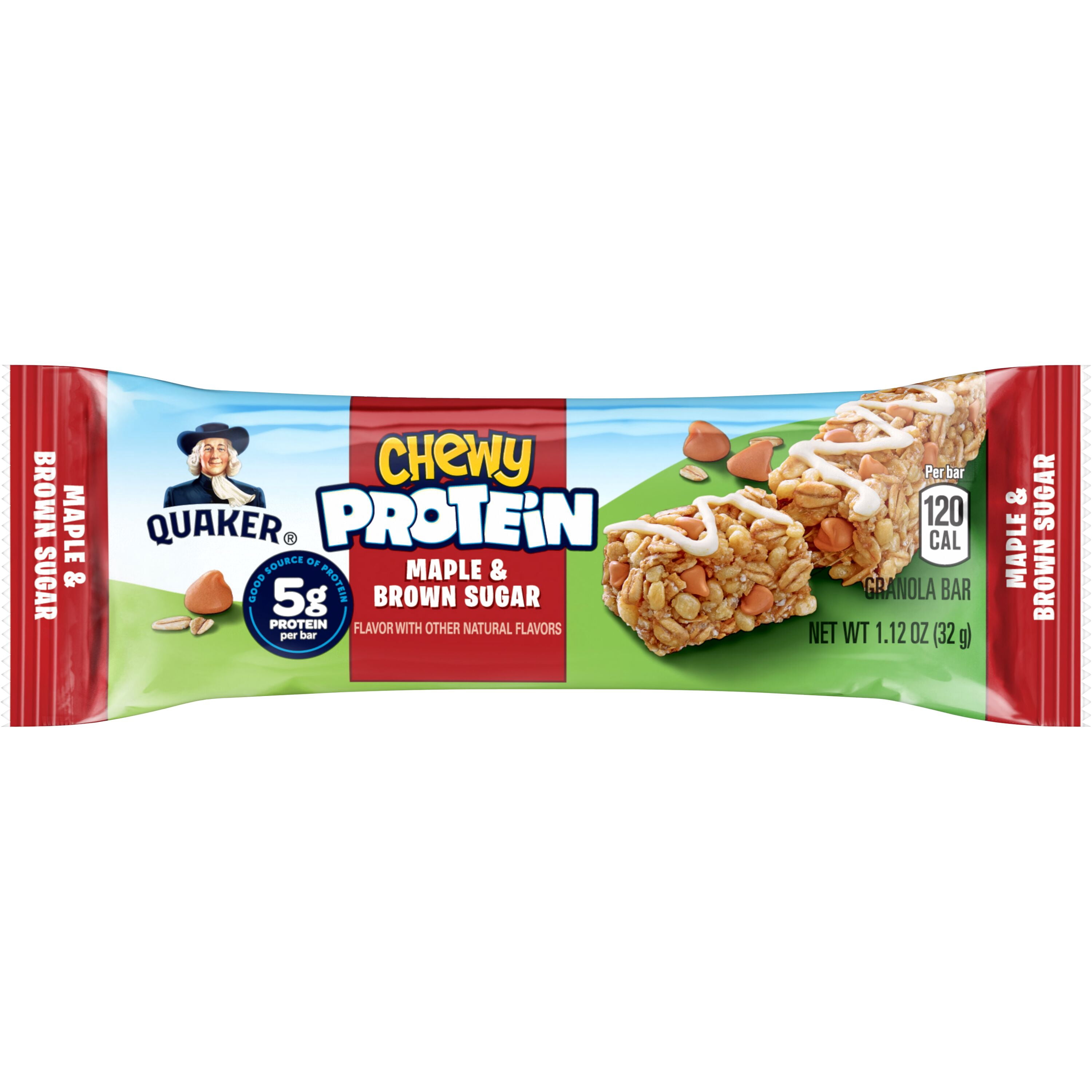 (12 pack) Quaker Chewy Protein Breakfast Bars Maple Brown Sugar, 5.6 oz 5 Count Box