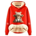 thumbnail image 2 of Highland Cow Women's Hoodies Casual Winter Warm Sherpa Lined Hooded Sweatshirt Funny Pullover, 2 of 3