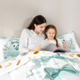 thumbnail image 4 of Manfei Cartoon Halloween Ghost Queen Comforter Set 3 Pieces, Cute Bow Flower Pumpkin Comforter Sets Queen, Mint Green White,Reversible,1 Comforter and 2 Pillowcases, 4 of 6