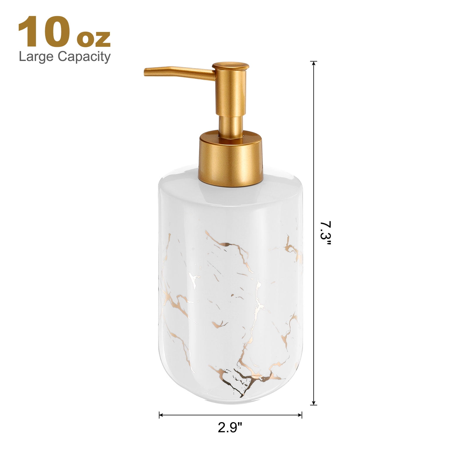 Unique Bargains Soap Dispenser for Kitchen Bathroom with Pump Marble Pattern 10 Oz White