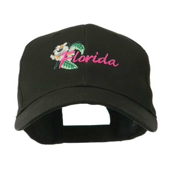 USA State Flower Florida Orange Blossom Embroidery Cap - Black OSFM