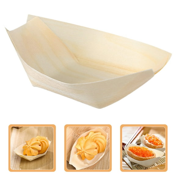 WHAMVOX  50 Pcs Wooden Sushi Boat Food Boats Party Serving Tray Sashimi Platter