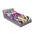 thumbnail image 2 of Ambesonne Abstract Fitted Sheet & Pillow Sham Set, Geometric Diamond, Twin, Pink Yellow Green, 2 of 2