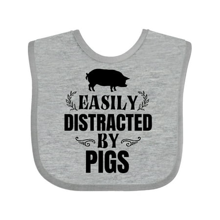 

Inktastic Easily Distracted by Pigs Gift Baby Boy or Baby Girl Bib