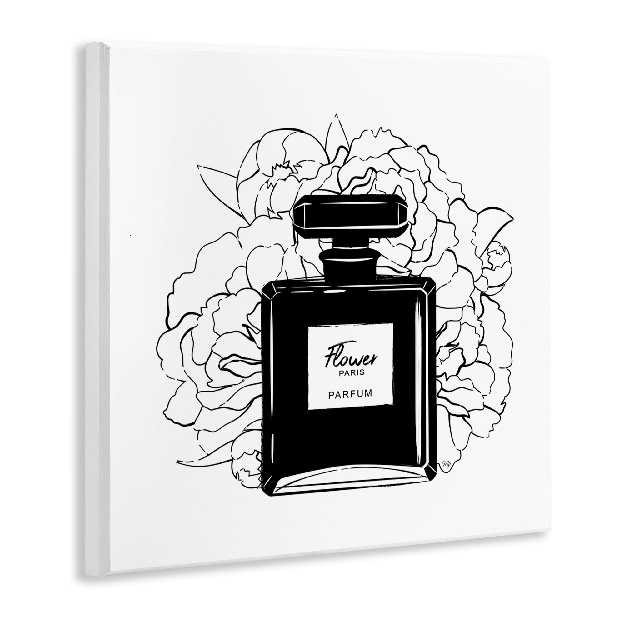 Stupell Industries Black Perfume & Roses Beauty & Fashion Painting Unframed Art Print Wall Art, 12 x 12