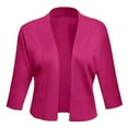 thumbnail image 4 of FOLUNSI Women's 3/4 Sleeve Cropped Cardigans Sweaters Jackets Open Front Short Shrugs for Dresses, 4 of 7