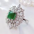 thumbnail image 6 of Green Emerald Ring, Silver Tone, 6 of 11