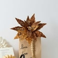 thumbnail image 5 of Zawou Maillard Coffee-Colored Artificial Poinsettia Flowers, High-End Fabric Christmas Floral Picks, Elegant Bronze Ornaments for Tree, Vase, or Holiday Table Decor, 5 of 7