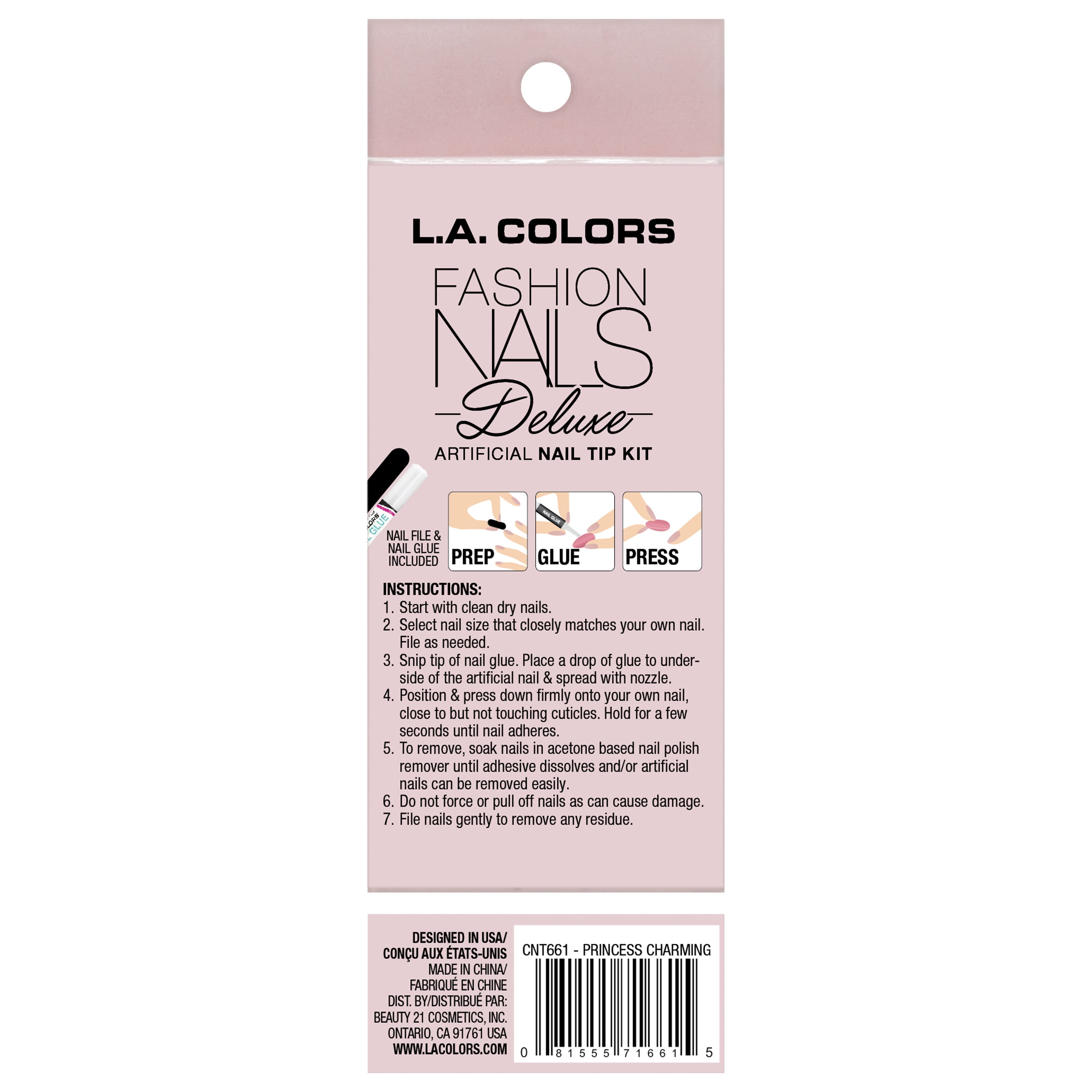 L.A. COLORS Fashion Nail Deluxe, Nail Tips, Princess Charming, 24 Pieces