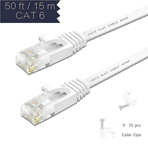 Cat6 Cable 50 ft / 15.3 Meters Supports Cat 6 / Cat 5e / Cat