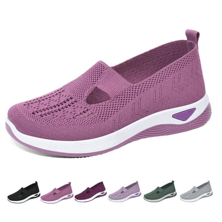 

HeaCare Womens Breathable Mesh Walking Mules Sneakers Light Open Back Shoes Platform Lightweight Breathable Non-Slip Walking Shoes Comfortable Arch Support Slip On Loafers Slippers Closed Toe Slides