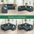 thumbnail image 6 of HONBAY Modern Corduroy L-Shaped Sectional Sleeper Sofa, Modular Design with Pull-Out Bed and Storage, Blue, 6 of 11