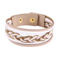 thumbnail image 1 of Pulsera tejida a mano para mujer, elegante accesorio de joyería, brazalete con hebilla en capas de color blanco, 1 of 3