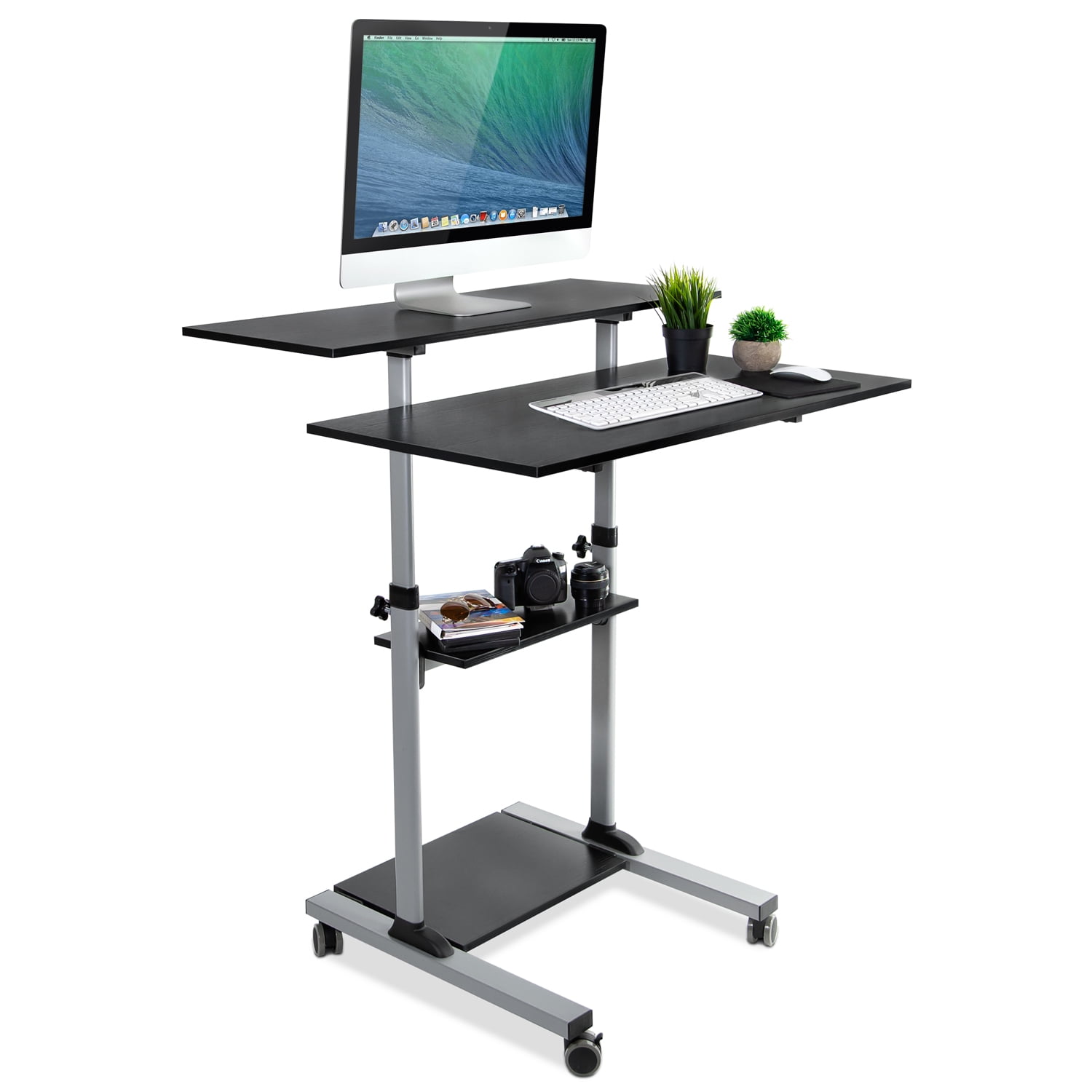 MountIt! Mobile Standing Desk Height Adjustable Rolling Desk with 40