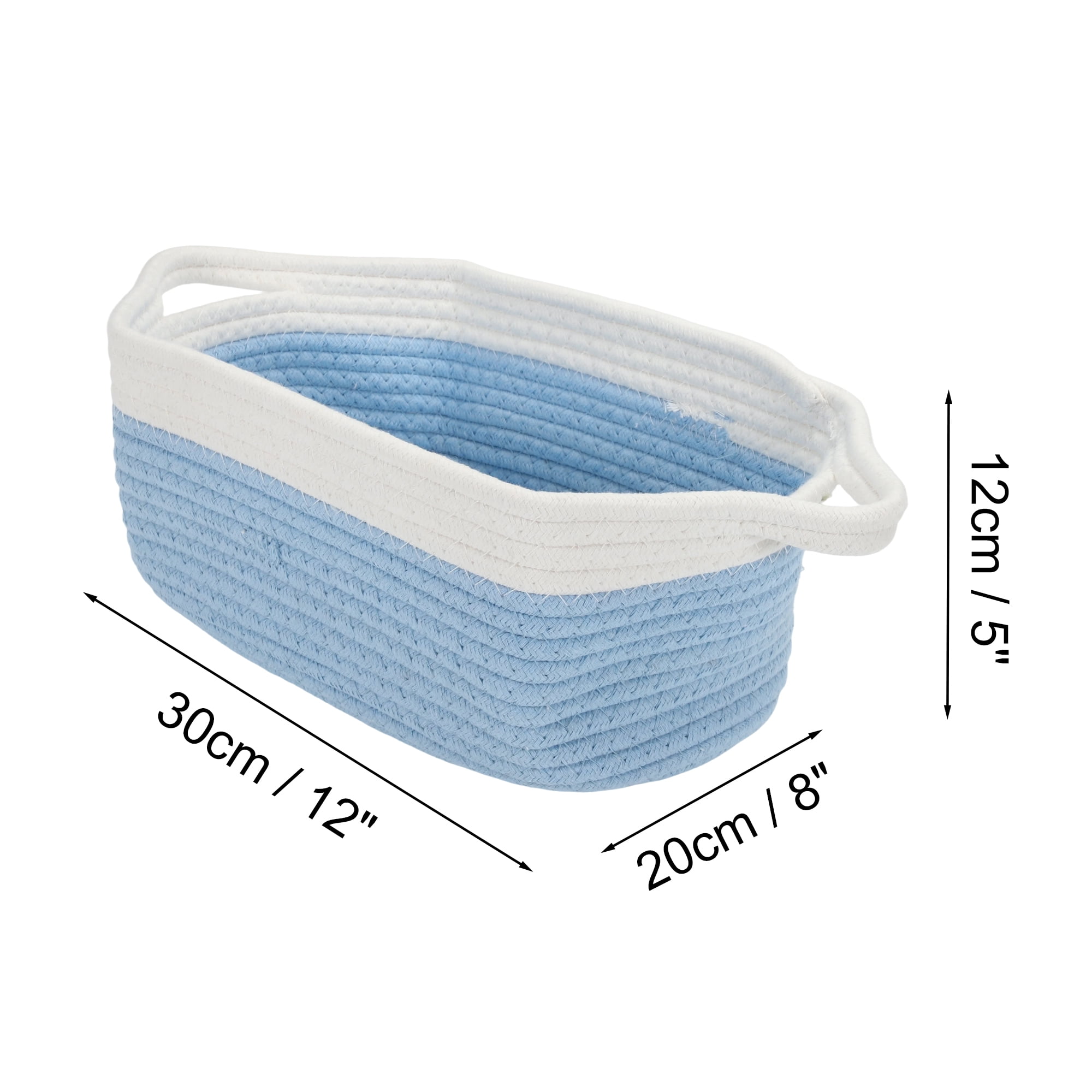 Unique Bargains Durable Woven Gift Decorative Basket Set 12x8x5 Inches Blue, White