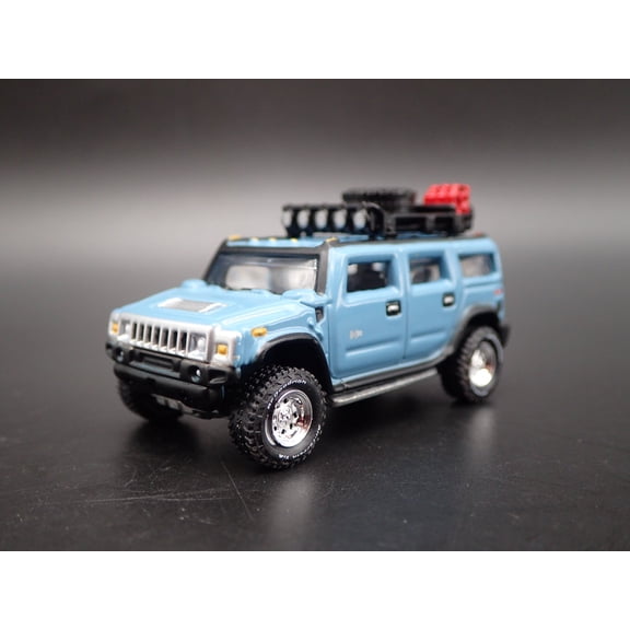 Open Box 2003-2009 HUMMER H2 SUV W/ HITCH BLUE RARE 1:64 SCALE DIORAMA DIECAST MODEL CAR