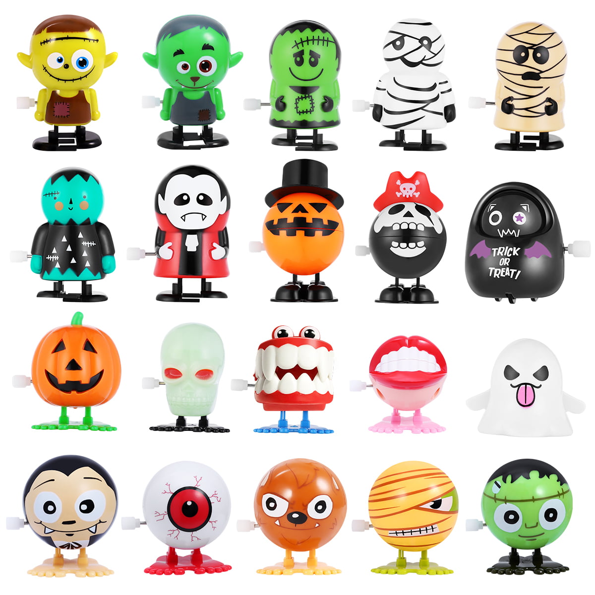 Jack O Lantern Pumpkin & Skull Bones Pirate 2" Halloween Wind Up Toys 4 pcs Set 