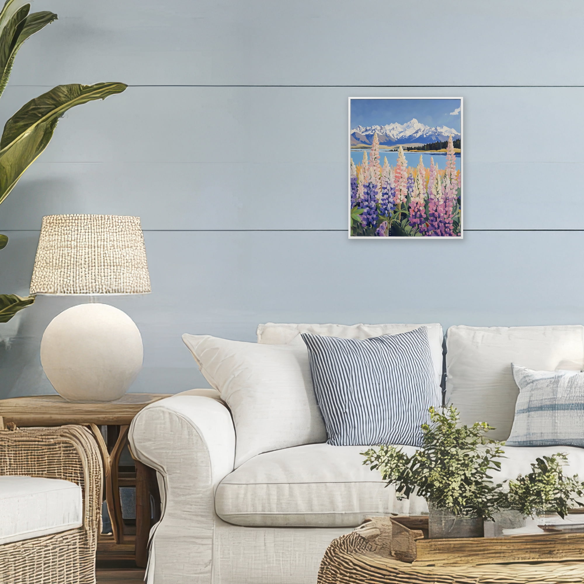 Stupell Industries Mountains & Wildflowers by Lake White Framed Giclee Art, design by The Prints Vibe