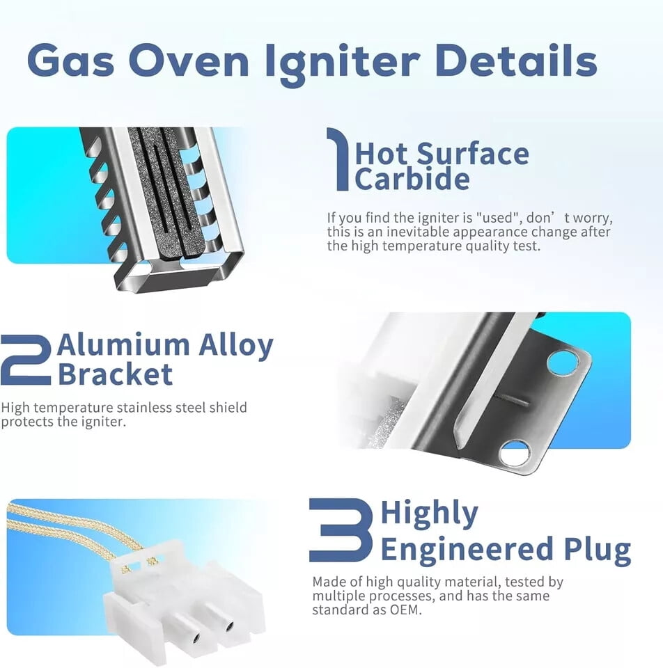 2 Pack Gas Range Oven Igniter for GE Kenmore Hotpoint AP202056 Gas Oven Igniter