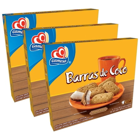 (3 Pack) Gamesa Barras de Coco Coconut Cookies, 4 Packs, 14.3 oz