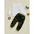 thumbnail image 5 of Baby Toddler Kids Boys Autumn 2PCS Outfit Sets 6 12 18 24 Months 2T 3T 4T  Long Sleeve Letter Tractor Print Sweatshirt Tops Camouflage Pants Clothing Set, 5 of 9