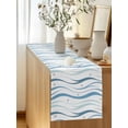 thumbnail image 2 of Summer Oceans Waves Table Runner 13x90in Non-Slip Cotton Linen Table Runners, Navy Blue Striped Dresser Scarves TableRunner for Dinner Kitchen Dining Wedding Party, 2 of 9
