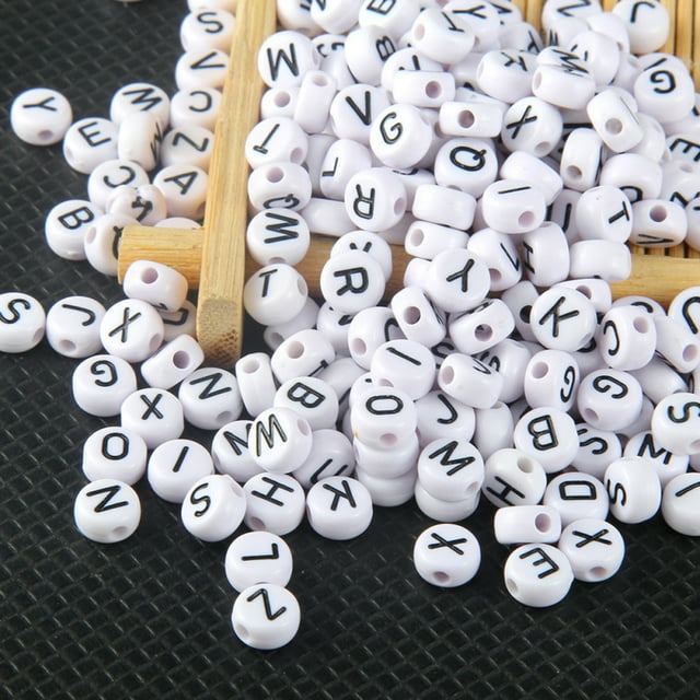 Flmtop 100Pcs English Alphabet Letter Beads DIY Bracelet Necklace Jewelry Accessories